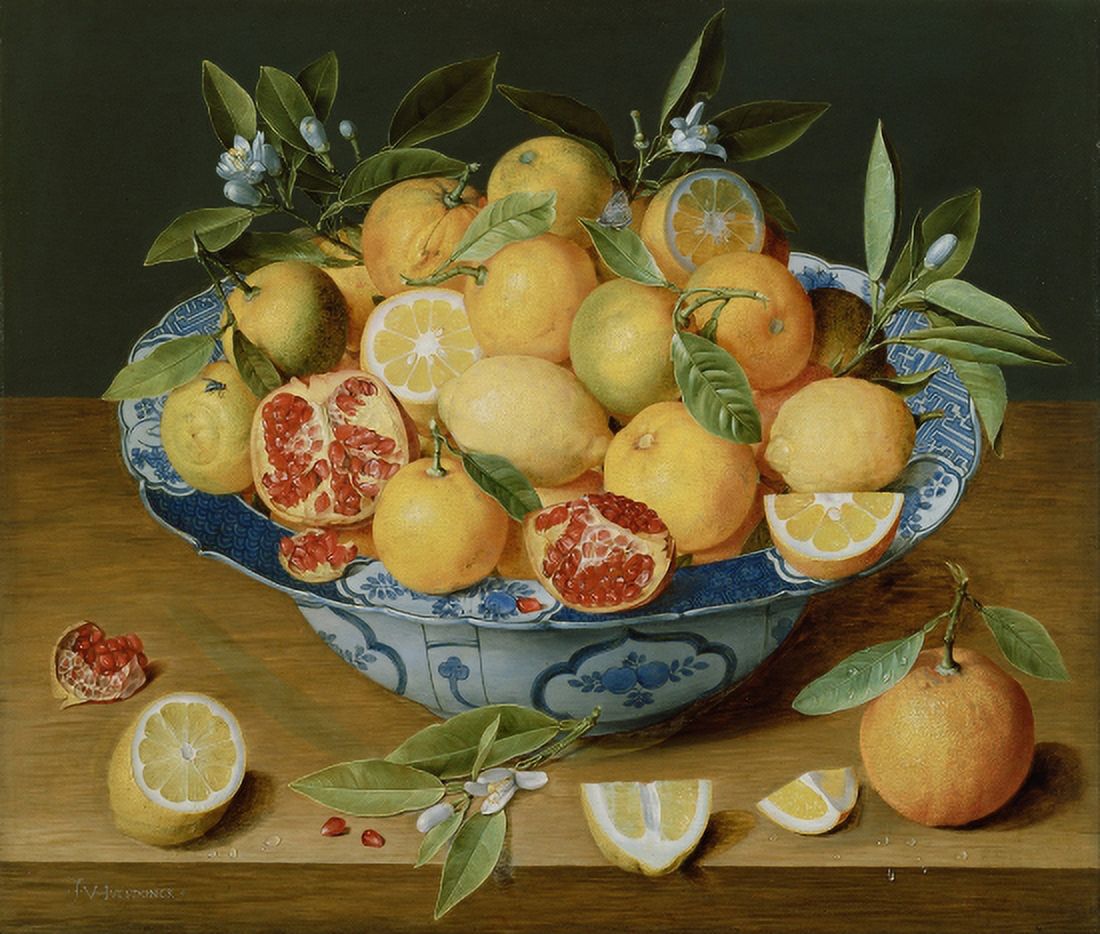 Still Life with Lemons Oran Canvas Art - Jacob van Halsdonck (36 x 54)