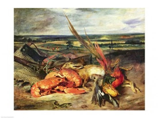 Still Life with Lobsters Canvas Art - Eugene Delacroix (24 x 18)