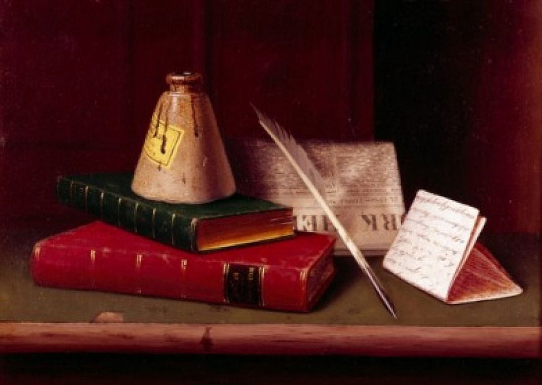 Still Life with New York Herald & Butlers Hudibras by William Michael Harnett (1848-1892) Canvas Art - William Michael Harnett (18 x 24)