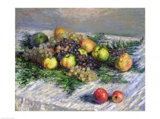 Still Life with Pears and Grapes 1880 Canvas Art - Claude Monet (36 x 24)
