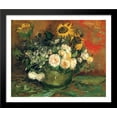 thumbnail image 1 of Still Life with Roses and Sunflowers 34x28 Large Black Wood Framed Print Art by Vincent van Gogh, 1 of 2