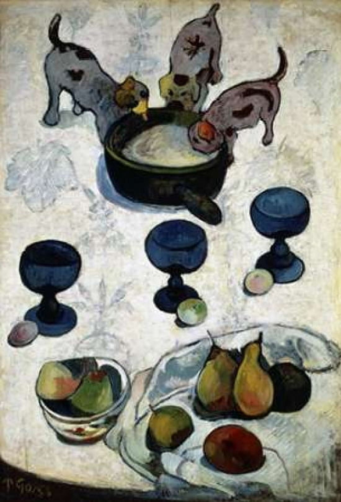 Still Life with Three Dogs - Nature Morte aux Trois Chiots Canvas Art - Paul Gauguin (20 x 28)