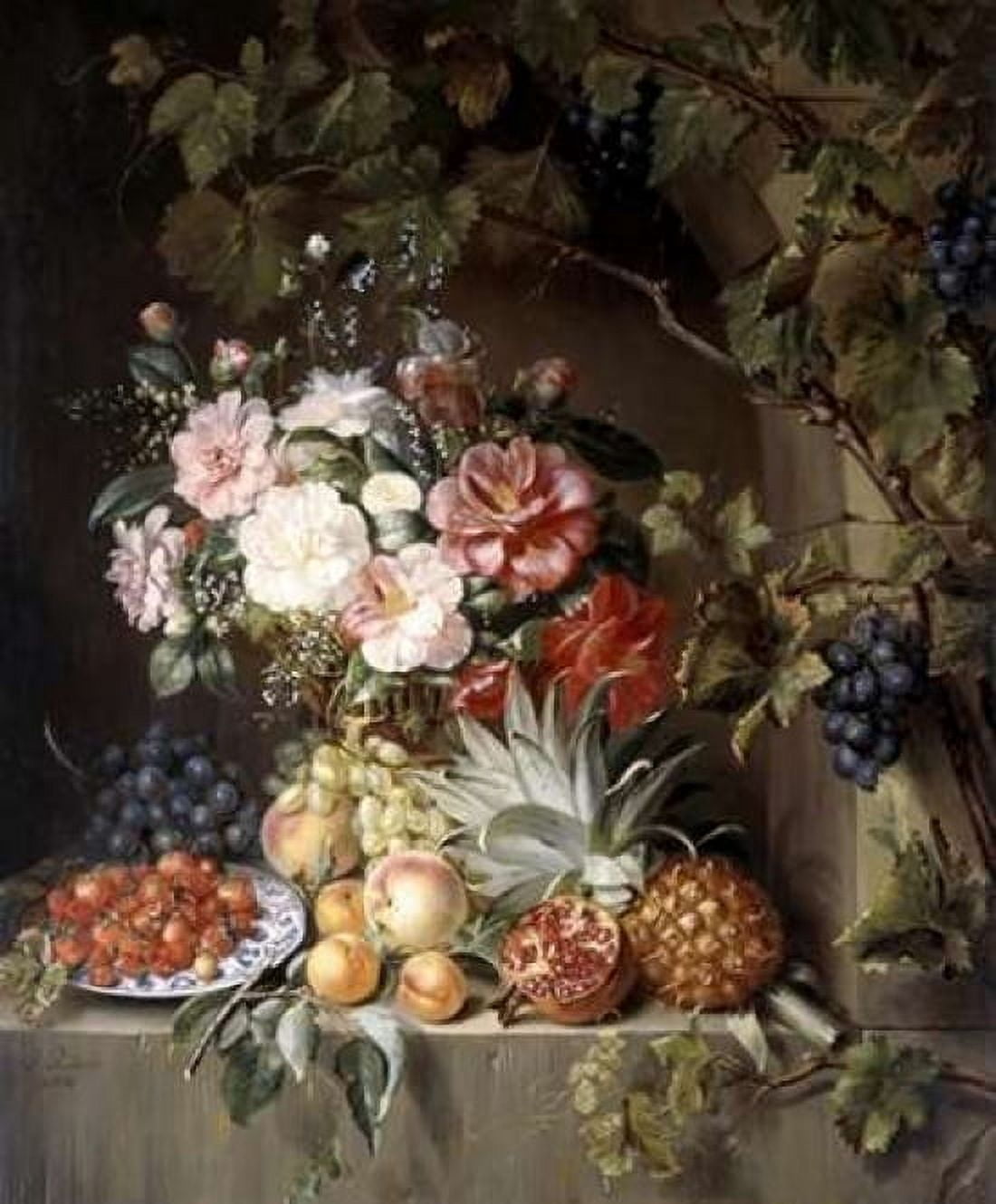 Still Life with a Basket of Flowers Canvas Art - Antonie Rietveld (20 x 24)