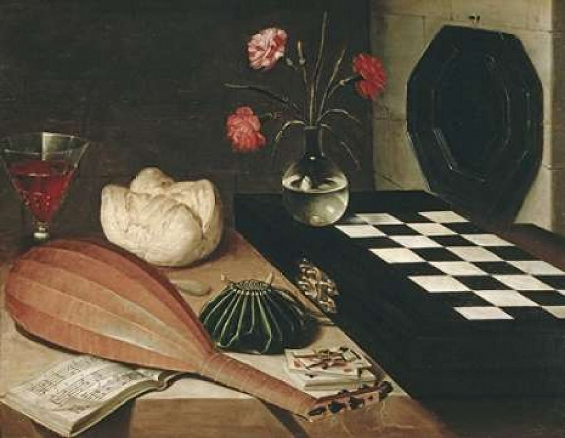 Still Life with a Chess-Board Canvas Art - Lubin Baugin (22 x 28)