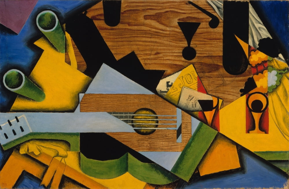 Still Life with a Guitar 1913 Canvas Art - Juan Gris (18 x 24)