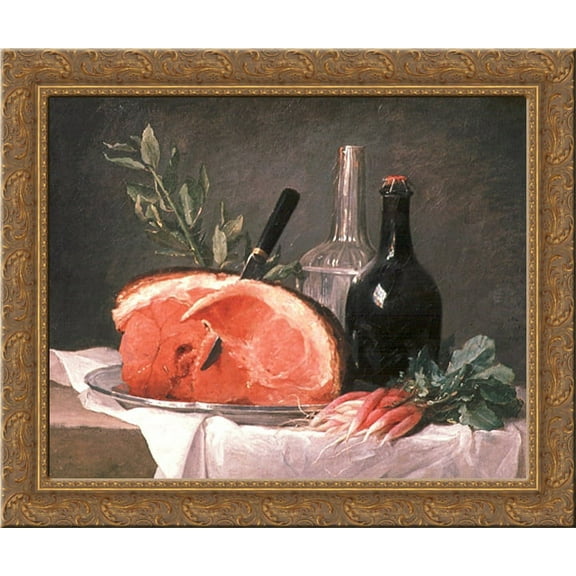 Still Life with a Ham 24x20 Gold Ornate Wood Framed Canvas Art by Anne Vallayer-Coster