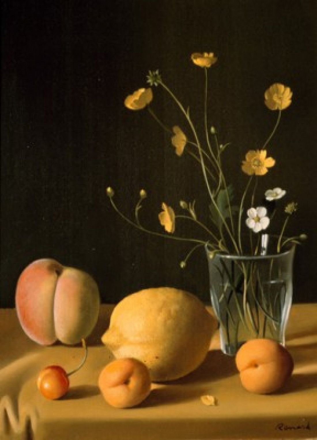 Still Life with flowers and fruit by Emile Renard 1850-1930 Canvas Art - Emile Renard (18 x 24)