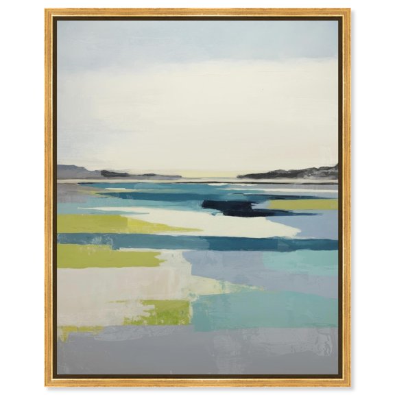 Still Ocean Canvas Print Coastal Wall Decor by Notoriart, Gold Frame, 36 x 45