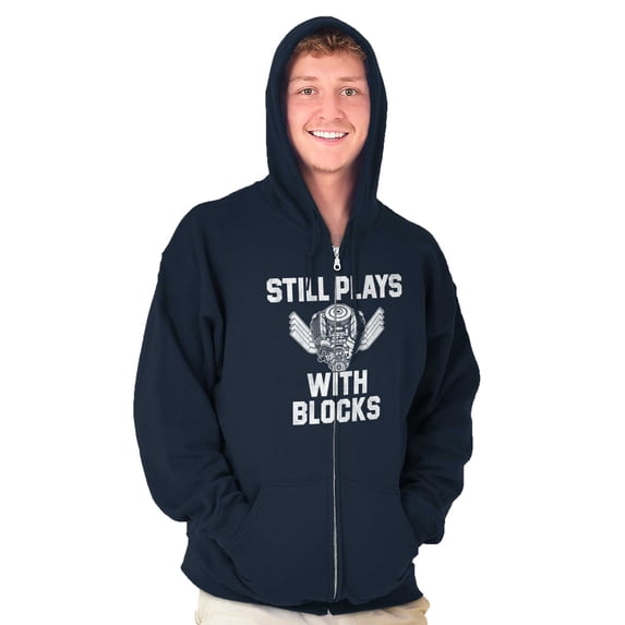 Still Plays With Blocks Mechanic Unisex Fleece Graphic Zip Up Hoodie Brisco Brands 4X