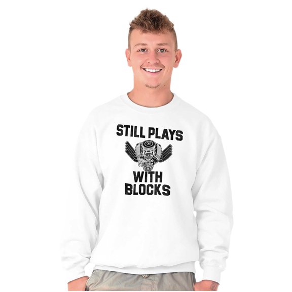 Still Plays With Blocks Mechanic Unisex Plus Fleece Graphic Sweatshirt Brisco Brands 3X