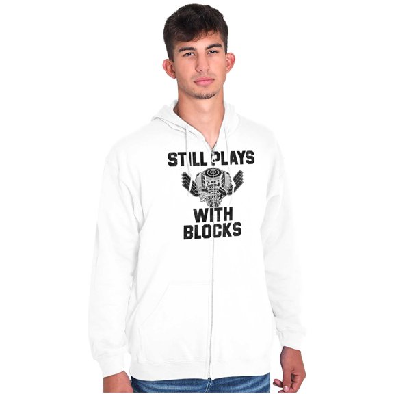 Still Plays With Blocks Mechanic Zip Up Hoodie Men's Women's Brisco Brands L