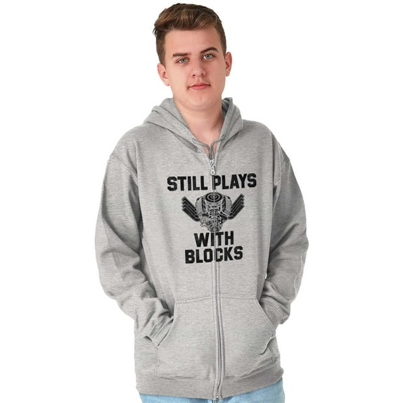 Still Plays With Blocks Mechanic Zip Up Hoodie Men's Women's Brisco Brands L