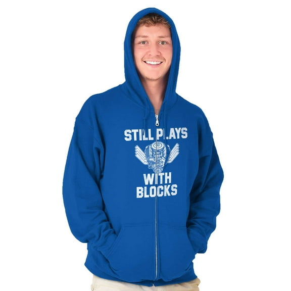 Still Plays With Blocks Mechanic Zip Up Hoodie Men's Women's Brisco Brands X