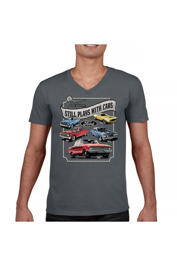 Still Plays With Cars Ford Falcon Men's V-Neck T-shirt 60-70s Classic Muscle Car