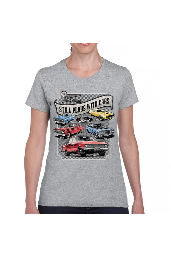 Still Plays With Cars Ford Falcon T-Shirt 60-70s Classic Muscle Car Women's Tee