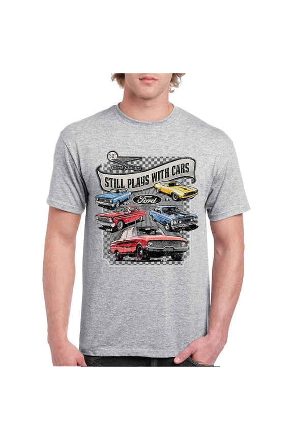 Still Plays With Cars Ford Falcon T-shirt 60-70s Classic Muscle Car Men's Tee