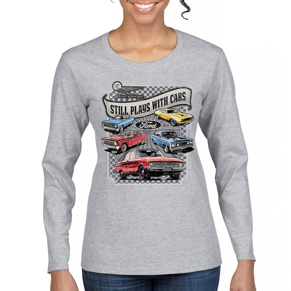 Still Plays With Cars Ford Falcon Women's Long Sleeve T-shirt 60-70s Classic Muscle Car
