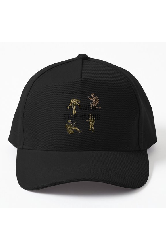 Still Waiting Stop Hating Baseball Cap, Patience and Kindness Statement Graphic Design, Classic Hat