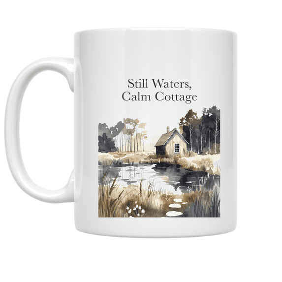 Still Waters Calm Cottage Design - Cottagecore Aesthetic - 11 oz Ceramic Coffee Mug