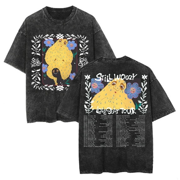 Still Woozy Loveseat Tour Washed Cotton T-shirt Hip Hop Short Sleeve Vintage Tee Shirt