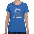 thumbnail image 1 of Still Young To Become A ProCurler Graphic Women Royal Blue T-Shirt, Female Small, 1 of 4