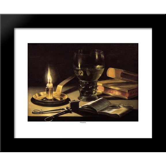 Still life with a burning candle 20x24 Framed Art Print by Pieter Claesz