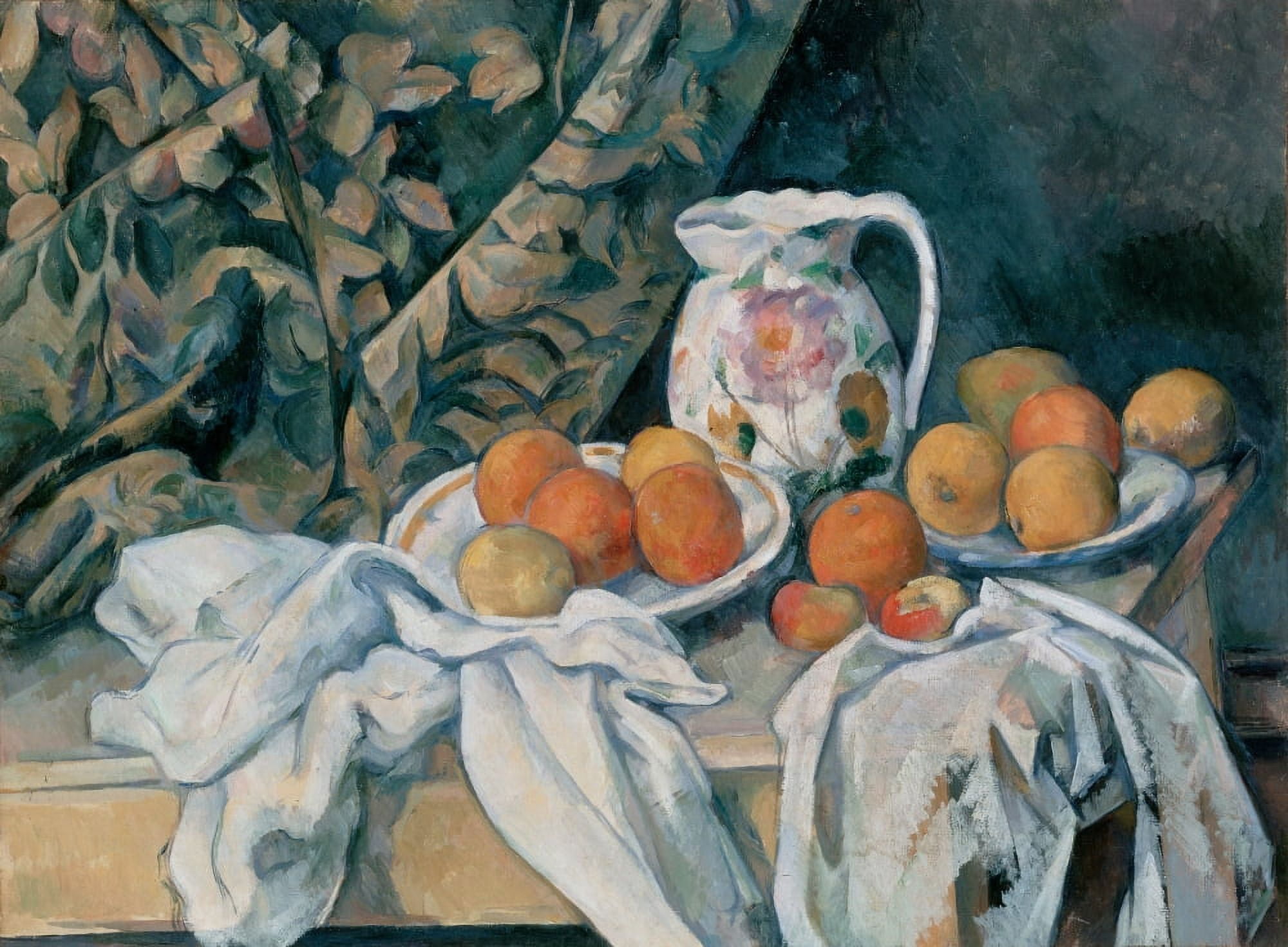 Still life with a curtain 1895 Canvas Art - Paul Czanne (18 x 24)