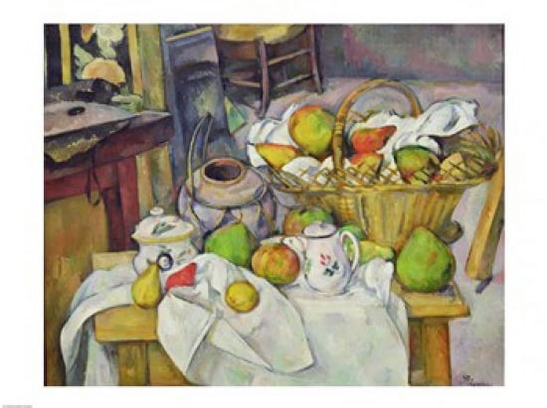 Still life with basket Canvas Art - Paul Cezanne (24 x 18)