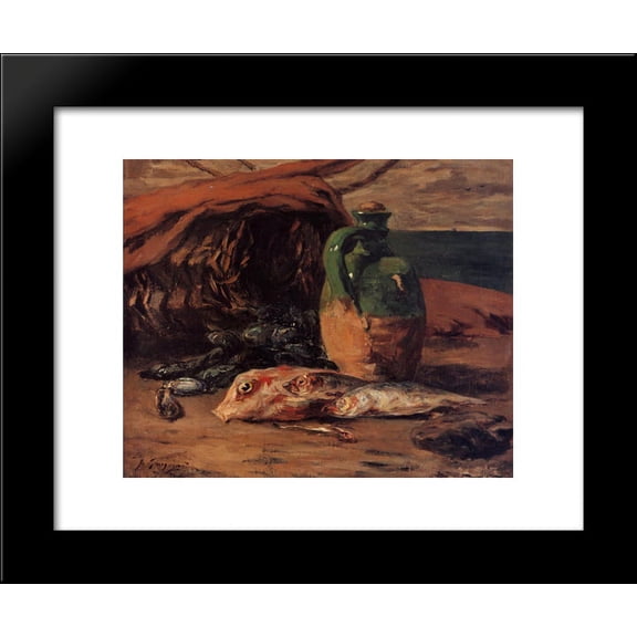 Still life with red mullet and jug 20x24 Framed Art Print by Paul Gauguin