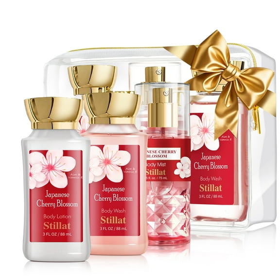 Stillat Cherry Blossom Bath and Body Care Travel and Gift Set Luxurious Skincare & Fragrance Trio