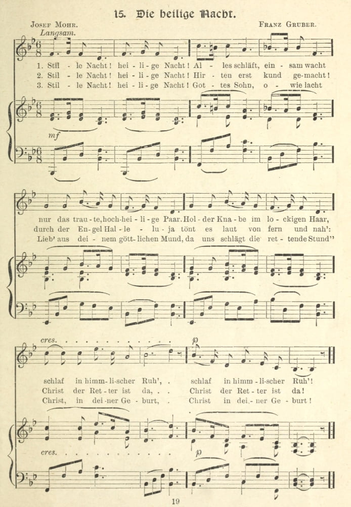 Stille Nacht Gruber (1787-1863) & Mohr (1792-1848) Gems of Christmas song 1910 Canvas Art - (18 x 24)