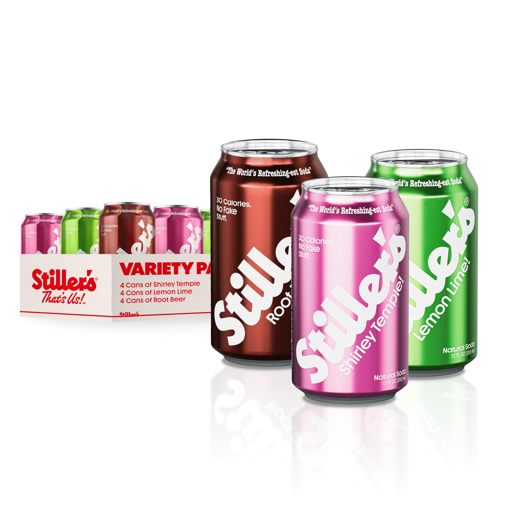 Stiller's Soda Variety Pack (Shirley Temple, Root Beer, Lemon Lime), 12 oz, 12 Pack Cans