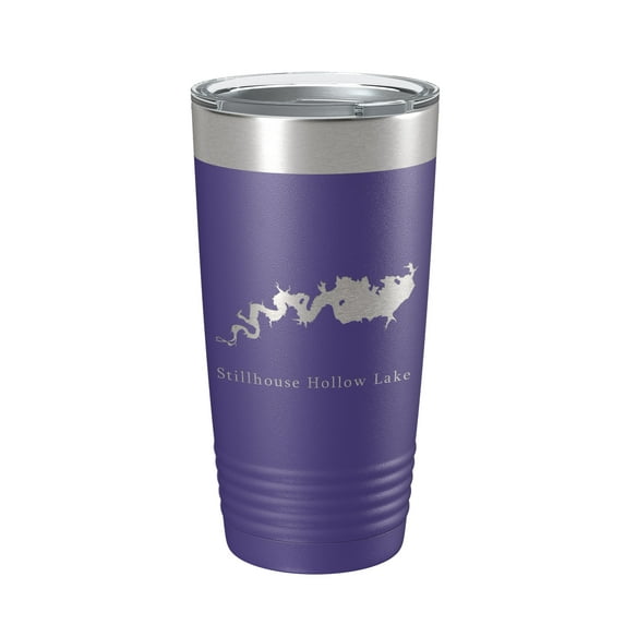Stillhouse Hollow Lake Map Tumbler Travel Mug Insulated Laser Engraved Coffee Cup Texas 20 oz Purple
