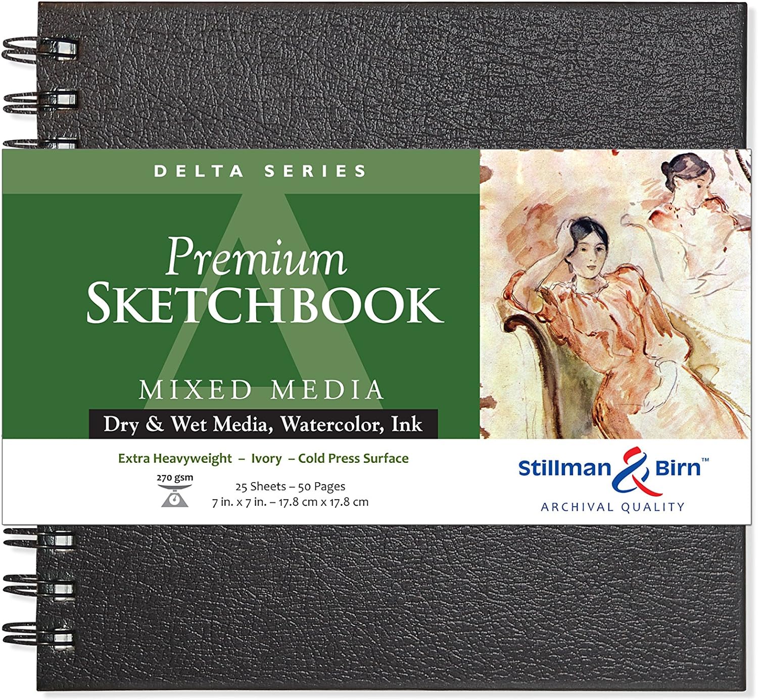 Stillman & Birn Delta Series Wirebound Sketchbook, 7" x 7", 270 gsm