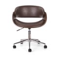 thumbnail image 1 of Stillmore Mid-Century Modern Upholstered Swivel Office Chair, Dark Brown and Walnut, 1 of 11