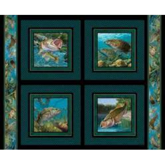 Stillwater Fish Pillow Panel Cotton Fabric