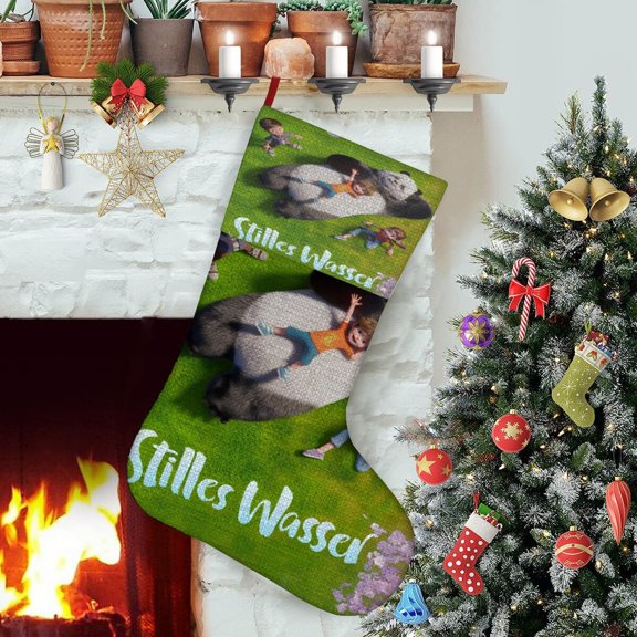 Stillwater-theme Christmas StockingsFine white linen for Stairs Fireplace Hanging Xmas Home Decor Christmas gift17.7"X12.6"(45cm32cm)