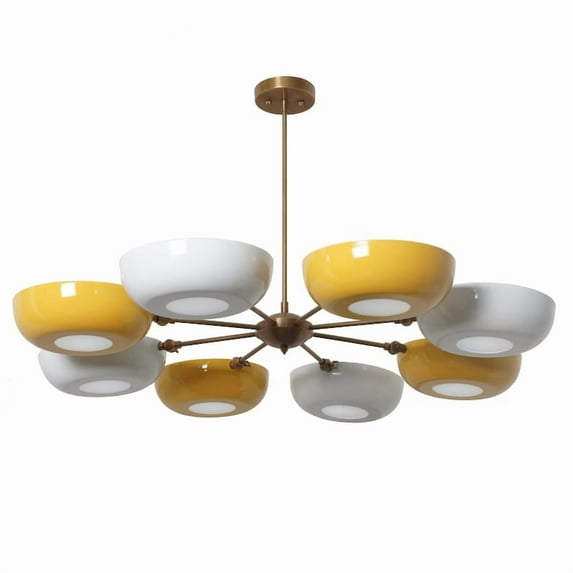 Stilnovo Style 8 Arm Lights Shade Sputnik Chandelier Light Fixture Brass Chandelier