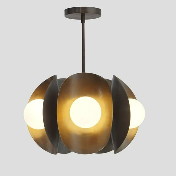 Stilnovo Style Five Globe Mid Century Modern Sputnik Brass Chandelier, Handcrafted Pendant Light Fixture Globe Chandelier