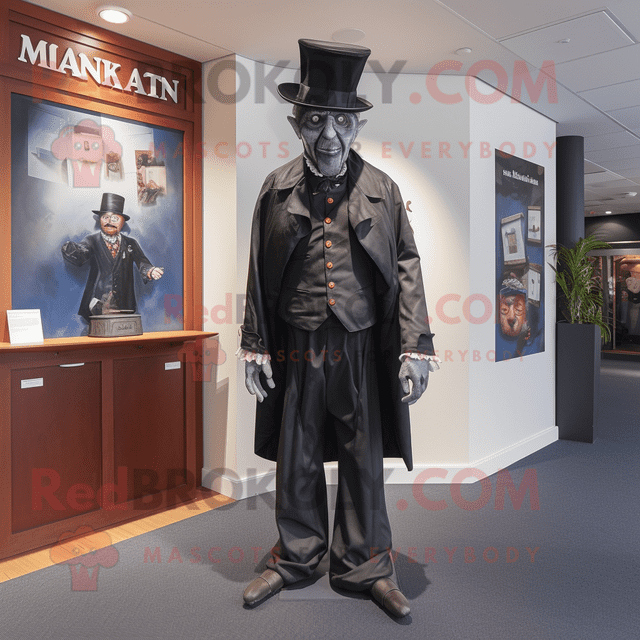 Stilt Walker REDBROKOLY mascot costume character dressed with a Leather Jacket and Cufflinks