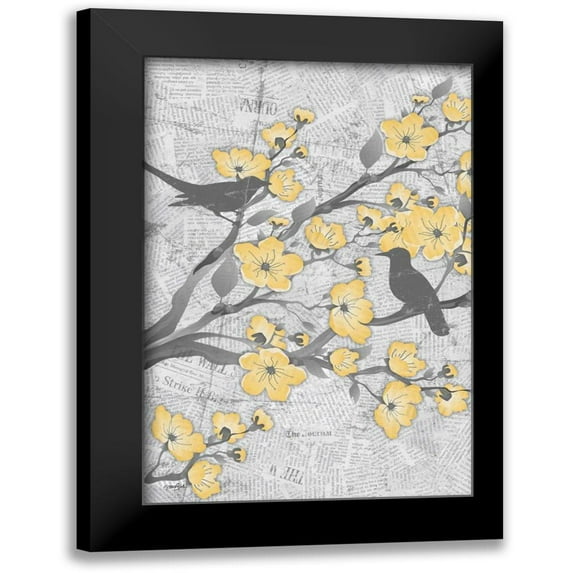 Stimson, Diane 11x14 Black Modern Framed Museum Art Print Titled - Cherry Blossom Birds 1