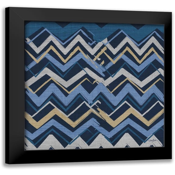 Stimson, Diane 12x12 Black Modern Framed Museum Art Print Titled - Chevron on Navy