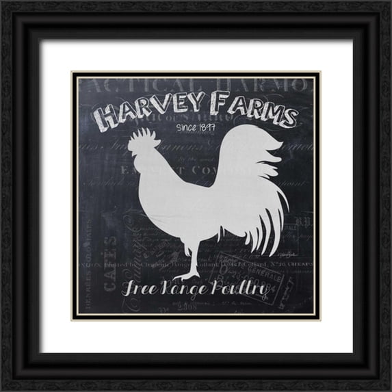 Stimson, Diane 12x12 Black Ornate Wood Framed with Double Matting Museum Art Print Titled - Chalkboard Poultry