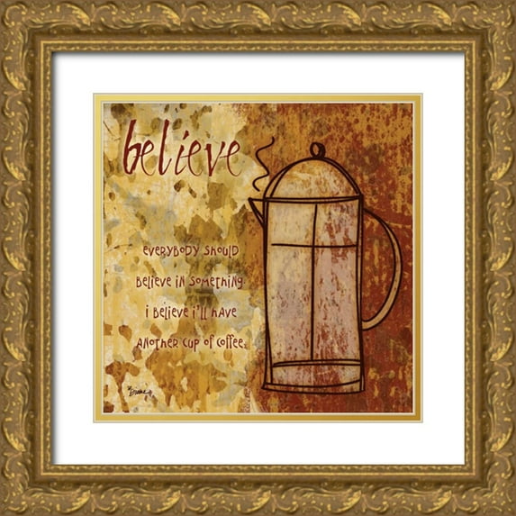 Stimson, Diane 12x12 Gold Ornate Wood Framed with Double Matting Museum Art Print Titled - Believe Carafe