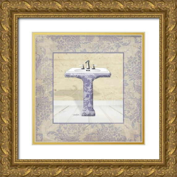 Stimson, Diane 12x12 Gold Ornate Wood Framed with Double Matting Museum Art Print Titled - Lacey Sink 2 Framed
