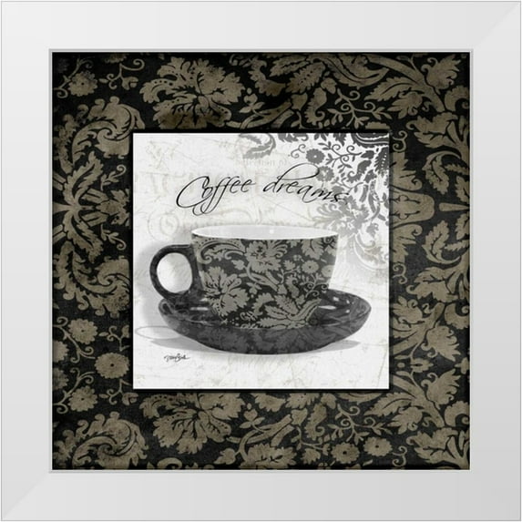Stimson, Diane 12x12 White Modern Wood Framed Museum Art Print Titled - Grey Coffee Damask 1