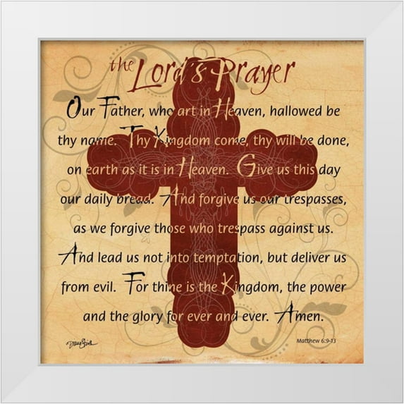 Stimson, Diane 12x12 White Modern Wood Framed Museum Art Print Titled - The Lords Prayer Cross