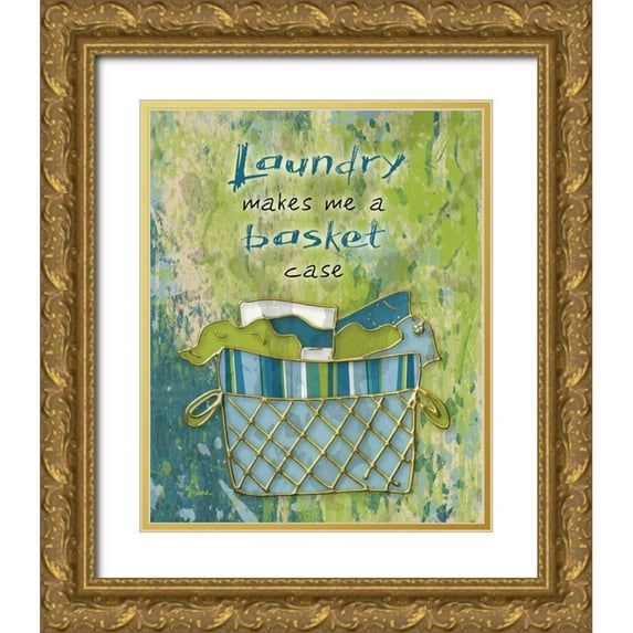 Stimson, Diane 12x14 Gold Ornate Wood Framed with Double Matting Museum Art Print Titled - Green Basket Case