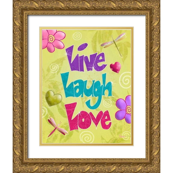 Stimson, Diane 12x14 Gold Ornate Wood Framed with Double Matting Museum Art Print Titled - Live Laugh Love