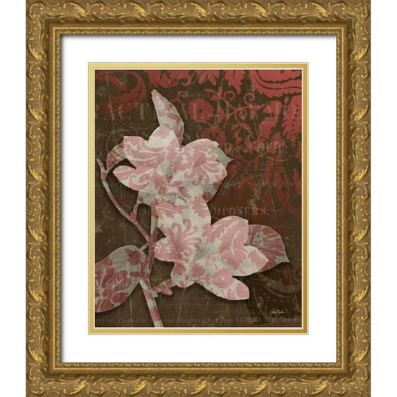 Stimson, Diane 12x14 Gold Ornate Wood Framed with Double Matting Museum Art Print Titled - Magnolia Damask